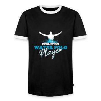 Water polo water polo player - Men's Ringer Shirt - black/white - Front - AI Model Female 172 light (172cm) & AI Model Male 178 light (178cm)