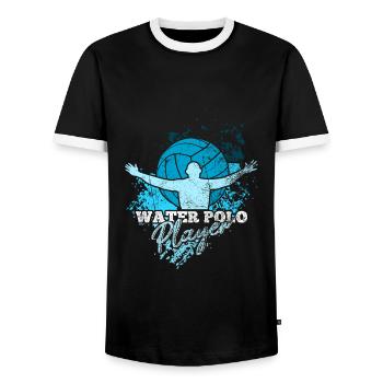 Water polo player water polo - Men's Ringer Shirt - black/white - Front - AI Model Female 172 light (172cm) & AI Model Male 178 light (178cm)
