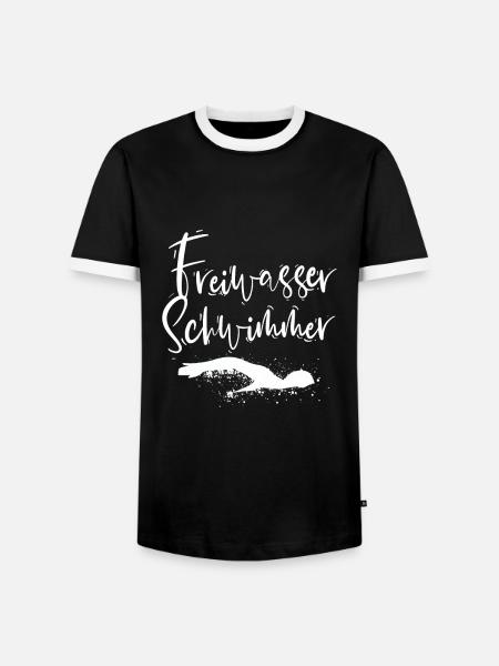 Schwimmen - Männer Kontrast-T-Shirt - Schwarz/Weiß