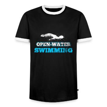 Natation - T-shirt contrasté Homme - noir/blanc - Devant - AI Model Female 172 light (172cm) & AI Model Male 178 light (178cm)