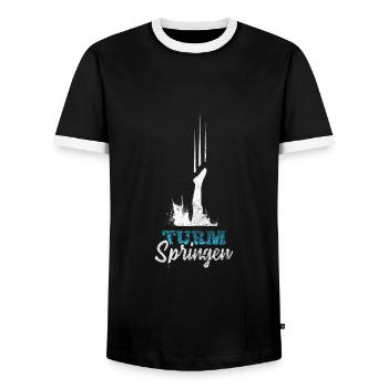 Sprungbrett Turmspringen - Männer Kontrast-T-Shirt - Schwarz/Weiß - Vorne - AI Model Female 172 light (172cm) & AI Model Male 178 light (178cm)