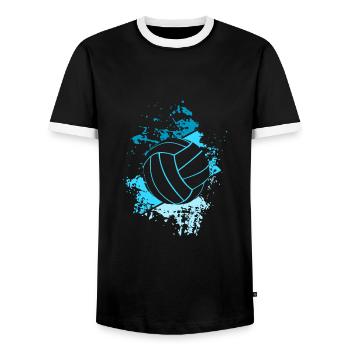 Retro Volleyballspieler Volleyball - Männer Kontrast-T-Shirt - Schwarz/Weiß - Vorne - AI Model Female 172 light (172cm) & AI Model Male 178 light (178cm)