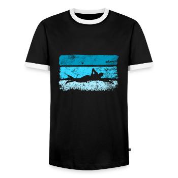 Nageur nageant - T-shirt contrasté Homme - noir/blanc - Devant - AI Model Female 172 light (172cm) & AI Model Male 178 light (178cm)