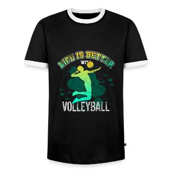 Vintage Volleyballspieler Volleyball - Männer Kontrast-T-Shirt - Schwarz/Weiß - Vorne - AI Model Female 172 light (172cm) & AI Model Male 178 light (178cm)