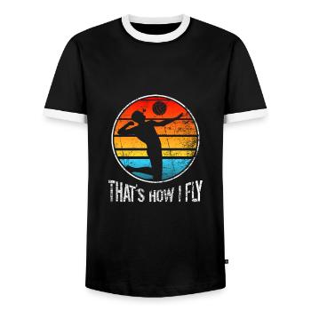 Volleyballer Volleyball - Männer Kontrast-T-Shirt - Schwarz/Weiß - Vorne - AI Model Female 172 light (172cm) & AI Model Male 178 light (178cm)