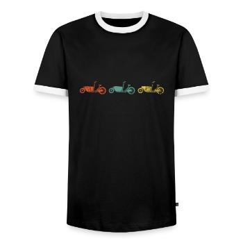 Cargo bike - Men's Ringer Shirt - black/white - Front - AI Model Female 172 light (172cm) & AI Model Male 178 light (178cm)
