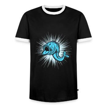 Morue de pêcheur tête de poisson Vintage - T-shirt contrasté Homme - noir/blanc - Devant - AI Model Female 172 light (172cm) & AI Model Male 178 light (178cm)