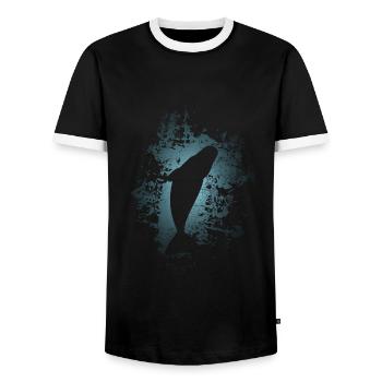 Wal Pottwal Flosse Unterwasser - Männer Kontrast-T-Shirt - Schwarz/Weiß - Vorne - AI Model Female 172 light (172cm) & AI Model Male 178 light (178cm)