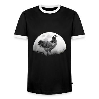 Barbican poultry chicken farmer - Men's Ringer Shirt - black/white - Front - AI Model Female 172 light (172cm) & AI Model Male 178 light (178cm)