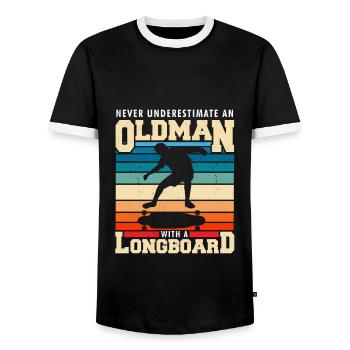 Longboard - Männer Kontrast-T-Shirt - Schwarz/Weiß - Vorne - AI Model Female 172 light (172cm) & AI Model Male 178 light (178cm)