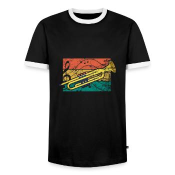 Trumpeter brass music trumpet - Men's Ringer Shirt - black/white - Front - AI Model Female 172 light (172cm) & AI Model Male 178 light (178cm)