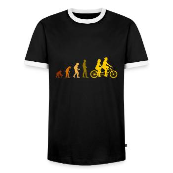 Tandem Evolution bike - Men's Ringer Shirt - black/white - Front - AI Model Female 172 light (172cm) & AI Model Male 178 light (178cm)