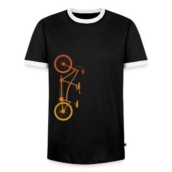 Tandem cycling cyclist - Men's Ringer Shirt - black/white - Front - AI Model Female 172 light (172cm) & AI Model Male 178 light (178cm)