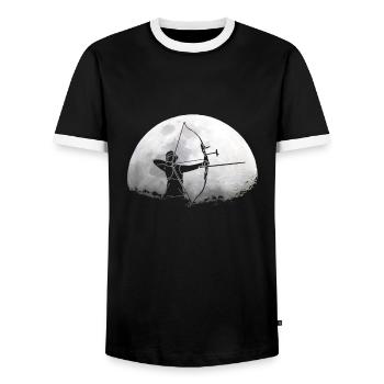 Bow archer moon - Men's Ringer Shirt - black/white - Front - AI Model Female 172 light (172cm) & AI Model Male 178 light (178cm)