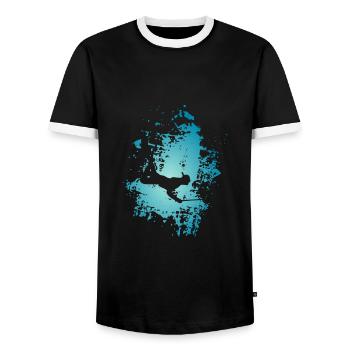Diver spear spearfishing - Men's Ringer Shirt - black/white - Front - AI Model Female 172 light (172cm) & AI Model Male 178 light (178cm)