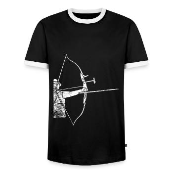 Great archer bow - Men's Ringer Shirt - black/white - Front - AI Model Female 172 light (172cm) & AI Model Male 178 light (178cm)