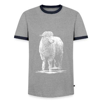 Mouton illustration mouton - T-shirt contrasté Homme - gris/marine  - Devant - AI Model Female 172 light (172cm) & AI Model Male 178 light (178cm)