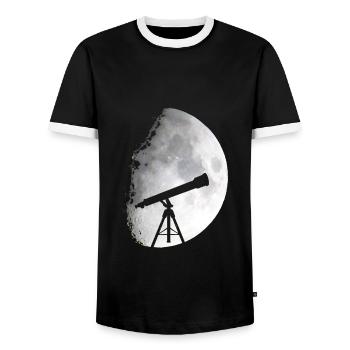 Telescope Space - Men's Ringer Shirt - black/white - Front - AI Model Female 172 light (172cm) & AI Model Male 178 light (178cm)