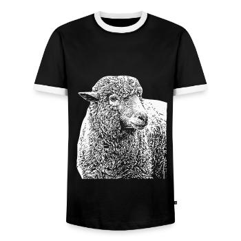 Mouton mériinone Mouton Gros Weis - T-shirt contrasté Homme - noir/blanc - Devant - AI Model Female 172 light (172cm) & AI Model Male 178 light (178cm)