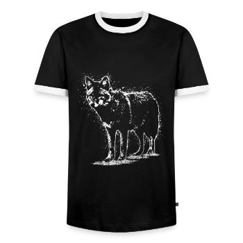 Wolf Spruch Wolfsrudel - Männer Kontrast-T-Shirt - Schwarz/Weiß - Vorne - AI Model Female 172 light (172cm) & AI Model Male 178 light (178cm)