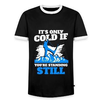 Skifahren Ski Skifahrer - Männer Kontrast-T-Shirt - Schwarz/Weiß - Vorne - AI Model Female 172 light (172cm) & AI Model Male 178 light (178cm)