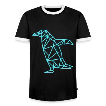 Penguin Geometric Line - Men's Ringer Shirt - black/white - Front - AI Model Female 172 light (172cm) & AI Model Male 178 light (178cm)