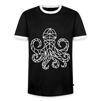 Tintenfisch Octopus Geometrisch - Männer Kontrast-T-Shirt - Schwarz/Weiß - Vorne - AI Model Female 172 light (172cm) & AI Model Male 178 light (178cm)