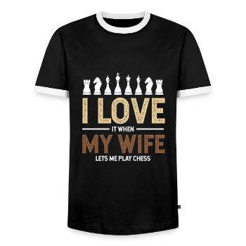 Chess checkmate - Men's Ringer Shirt - black/white - Front - AI Model Female 172 light (172cm) & AI Model Male 178 light (178cm)