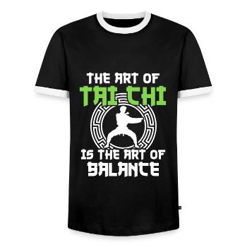 Tai Chi Kampfkunst - Männer Kontrast-T-Shirt - Schwarz/Weiß - Vorne - AI Model Female 172 light (172cm) & AI Model Male 178 light (178cm)
