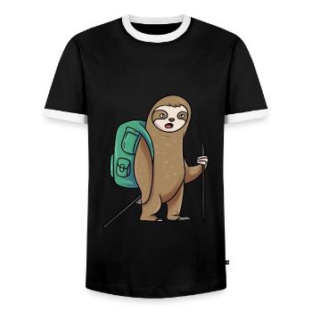 Fauler Wanderer Faultier Wandern - Männer Kontrast-T-Shirt - Schwarz/Weiß - Vorne - AI Model Female 172 light (172cm) & AI Model Male 178 light (178cm)