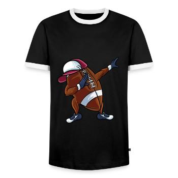 Dabbing Football - Männer Kontrast-T-Shirt - Schwarz/Weiß - Vorne - AI Model Female 172 light (172cm) & AI Model Male 178 light (178cm)
