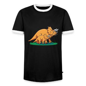 Dinosaurier Triceratops Lustiger Dino - Männer Kontrast-T-Shirt - Schwarz/Weiß - Vorne - AI Model Female 172 light (172cm) & AI Model Male 178 light (178cm)