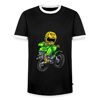 Dirt Bike Motorcross - Men's Ringer Shirt - black/white - Front - AI Model Female 172 light (172cm) & AI Model Male 178 light (178cm)