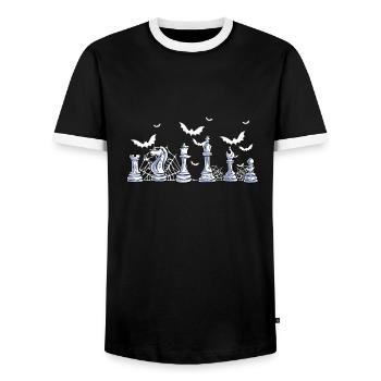 Chess pieces - Men's Ringer Shirt - black/white - Front - AI Model Female 172 light (172cm) & AI Model Male 178 light (178cm)