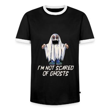 I'm not afraid of ghosts - Men's Ringer Shirt - black/white - Front - AI Model Female 172 light (172cm) & AI Model Male 178 light (178cm)