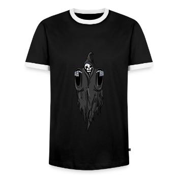 Flying Spirit Undead - Men's Ringer Shirt - black/white - Front - AI Model Female 172 light (172cm) & AI Model Male 178 light (178cm)