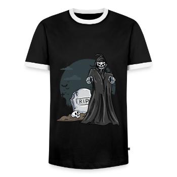 Skelett Friedhof Grabstein - Männer Kontrast-T-Shirt - Schwarz/Weiß - Vorne - AI Model Female 172 light (172cm) & AI Model Male 178 light (178cm)