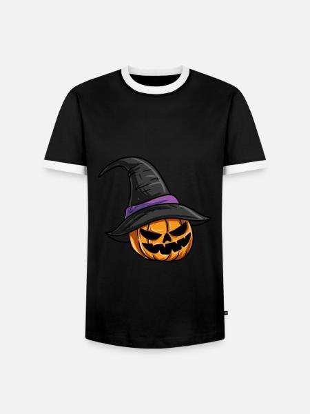 Pumpkin Witch Hat - Men's Ringer Shirt - black/white