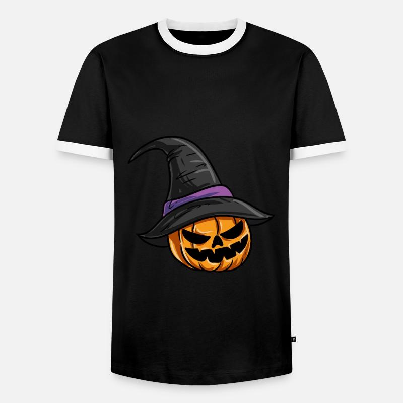Kürbis Hexenhut - Männer Kontrast-T-Shirt - Schwarz/Weiß