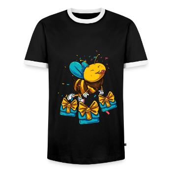 Bee Birthday - Men's Ringer Shirt - black/white - Front - AI Model Female 172 light (172cm) & AI Model Male 178 light (178cm)