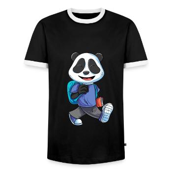 Panda Bear Back to School - Men's Ringer Shirt - black/white - Front - AI Model Female 172 light (172cm) & AI Model Male 178 light (178cm)