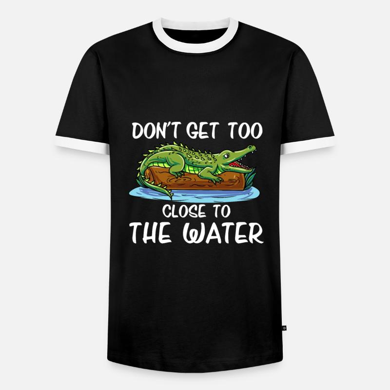 Sunbathing crocodile - Men's Ringer Shirt - black/white