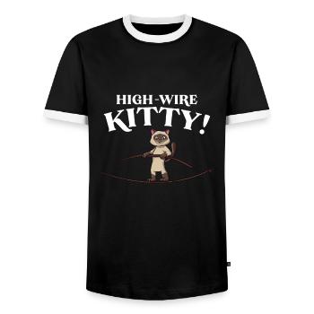 Siamesische Katze - Männer Kontrast-T-Shirt - Schwarz/Weiß - Vorne - AI Model Female 172 light (172cm) & AI Model Male 178 light (178cm)