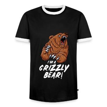 Bear - Men's Ringer Shirt - black/white - Front - AI Model Female 172 light (172cm) & AI Model Male 178 light (178cm)