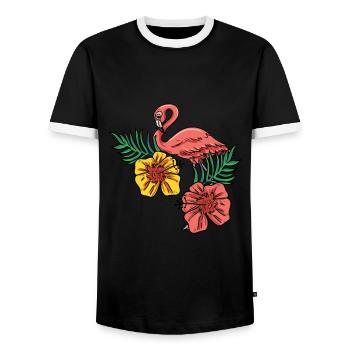 Flamant rose - T-shirt contrasté Homme - noir/blanc - Devant - AI Model Female 172 light (172cm) & AI Model Male 178 light (178cm)