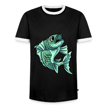 Carp Fish - Men's Ringer Shirt - black/white - Front - AI Model Female 172 light (172cm) & AI Model Male 178 light (178cm)