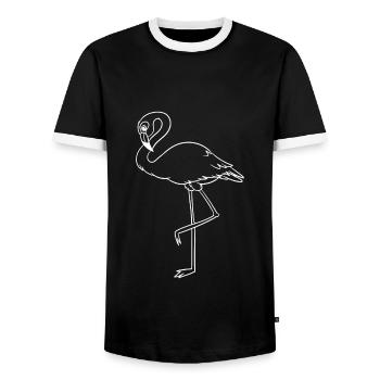 Line Art Flamingo White - Men's Ringer Shirt - black/white - Front - AI Model Female 172 light (172cm) & AI Model Male 178 light (178cm)