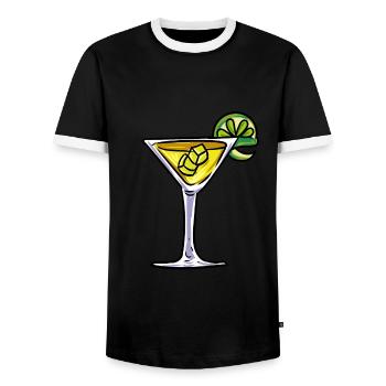 Cocktail Glass - Men's Ringer Shirt - black/white - Front - AI Model Female 172 light (172cm) & AI Model Male 178 light (178cm)