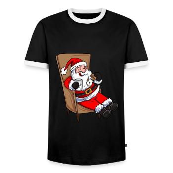 Weihnachtsmann isst Plätzchen - Männer Kontrast-T-Shirt - Schwarz/Weiß - Vorne - AI Model Female 172 light (172cm) & AI Model Male 178 light (178cm)