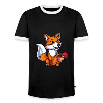 Fox - Men's Ringer Shirt - black/white - Front - AI Model Female 172 light (172cm) & AI Model Male 178 light (178cm)